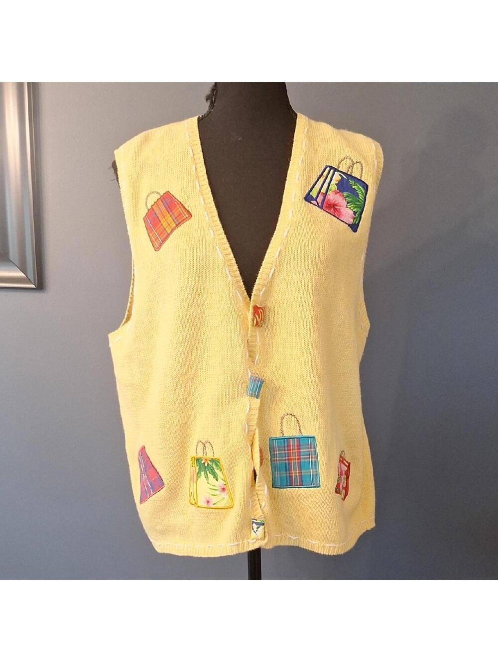 Vintage Mandal Bay Yellow Shopping Girls Day Vest Size Large